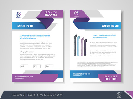 Front and back page brochure flyer design with business icons and infographic elements.のイラスト素材