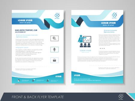 Front and back page brochure flyer design with business icons and infographic elements.のイラスト素材