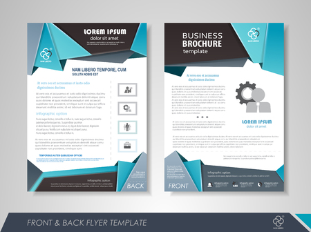 Front and back page brochure design with business icons and infographic elements.のイラスト素材