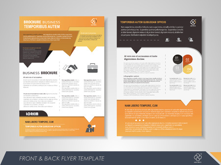 Front and back page brochure design with business icons and infographic elements.のイラスト素材