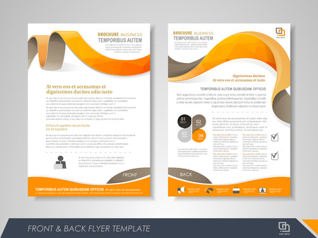 Front and back page brochure flyer design with business icons and infographic elements.のイラスト素材