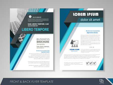 Front and back page annual report brochure flyer design vector template. Leaflet cover presentation abstract background for business, magazines, posters, booklets, banners. Layout in A4 size.のイラスト素材