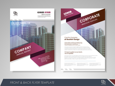 Front and back page annual report brochure flyer design vector template. Leaflet cover presentation abstract background for business, magazines, posters, booklets, banners. Layout in A4 size.のイラスト素材