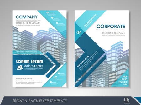 Front and back page annual report brochure flyer design vector template. Leaflet cover presentation abstract background for business, magazines, posters, booklets, banners. Layout in A4 size.のイラスト素材