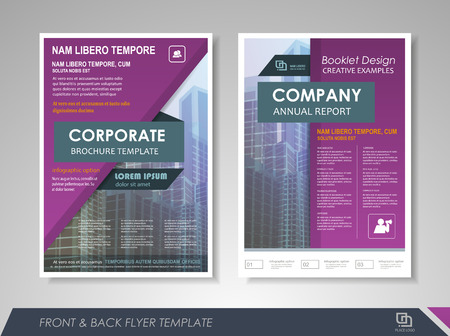 Front and back page annual report brochure flyer design vector template. Leaflet cover presentation abstract background for business, magazines, posters, booklets, banners. Layout in A4 size.のイラスト素材
