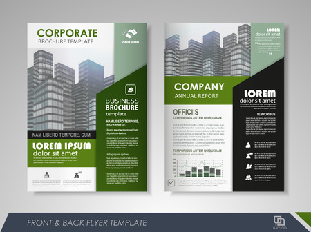 Front and back page annual report brochure flyer design vector template. Leaflet cover presentation abstract background for business, magazines, posters, booklets, banners. Layout in A4 size.のイラスト素材