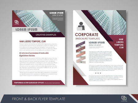 Front and back page annual report brochure flyer design vector template. Leaflet cover presentation abstract background for business, magazines, posters, booklets, banners. Layout in A4 size.のイラスト素材