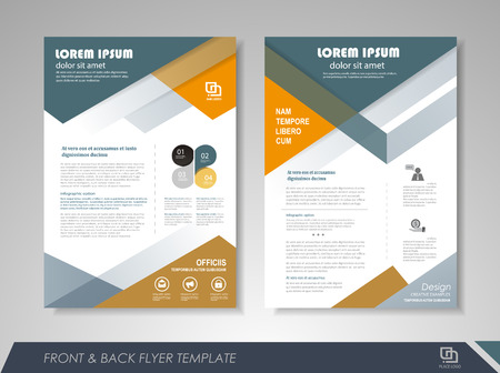 Front and back page annual report brochure flyer design vector template. Leaflet cover presentation abstract background for business, magazines, posters, booklets, banners. Layout in A4 size.のイラスト素材