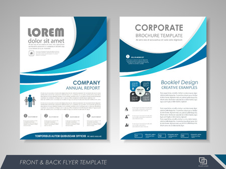 Front and back page annual report brochure flyer design vector template. Leaflet cover presentation abstract background for business, magazines, posters, booklets, banners. Layout in A4 size.のイラスト素材
