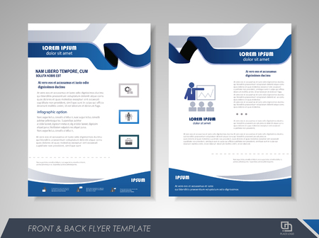 Blue annual report brochure flyer design template. Leaflet cover presentation abstract background for business, magazines, posters, booklets, banners. Layout in A4 size. Easily editable vector format.のイラスト素材