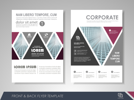 Purple annual report brochure flyer design template. Leaflet cover presentation abstract background for business, magazines, posters, booklets, banners. Layout in A4 size. Easily editable vector format.のイラスト素材
