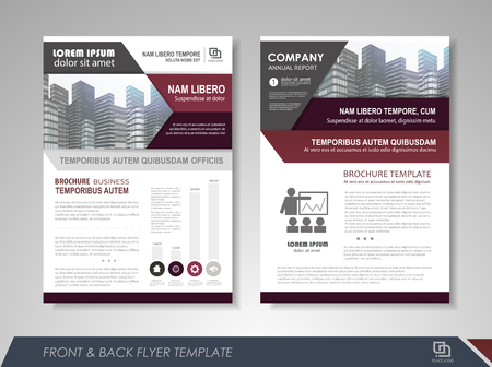 Purple annual report brochure flyer design template. Leaflet cover presentation abstract background for business, magazines, posters, booklets, banners. Layout in A4 size. Easily editable vector format.のイラスト素材