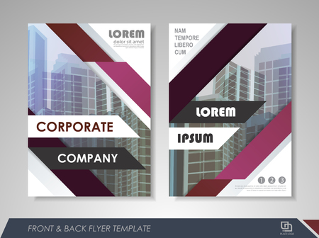 Purple annual report brochure flyer design template. Leaflet cover presentation abstract background for business, magazines, posters, booklets, banners. Layout in A4 size. Easily editable vector format.のイラスト素材