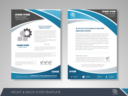 Blue annual report brochure flyer design template. Leaflet cover presentation abstract background for business, magazines, posters, booklets, banners. Layout in A4 size. Easily editable vector format.のイラスト素材