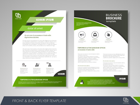 Green annual report brochure flyer design template. Leaflet cover presentation abstract background for business, magazines, posters, booklets, banners. Layout in A4 size. Easily editable vector format.のイラスト素材