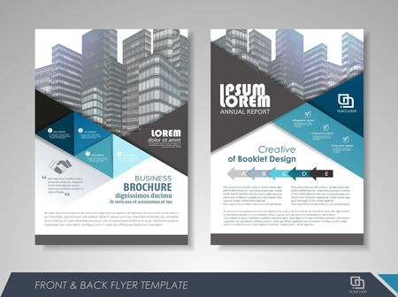 Blue annual report brochure flyer design template. Leaflet cover presentation abstract background for business, magazines, posters, booklets, banners. Layout in A4 size. Easily editable vector format.のイラスト素材