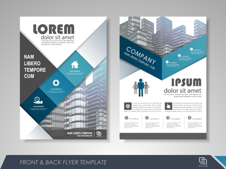 Blue annual report brochure flyer design template. Leaflet cover presentation abstract background for business, magazines, posters, booklets, banners. Layout in A4 size. Easily editable vector format.のイラスト素材