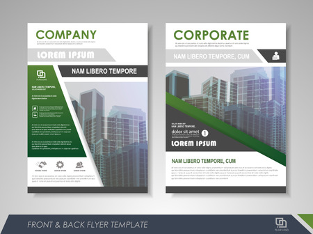 Green annual report brochure flyer design template. Leaflet cover presentation abstract background for business, magazines, posters, booklets, banners. Layout in A4 size. Easily editable vector format.のイラスト素材