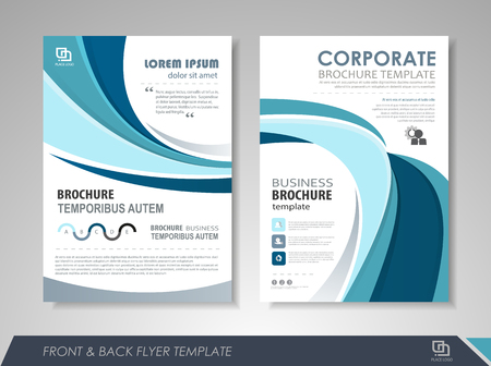 Blue annual report brochure flyer design template. Leaflet cover presentation abstract background for business, magazines, posters, booklets, banners. Layout in A4 size. Easily editable vector format.のイラスト素材