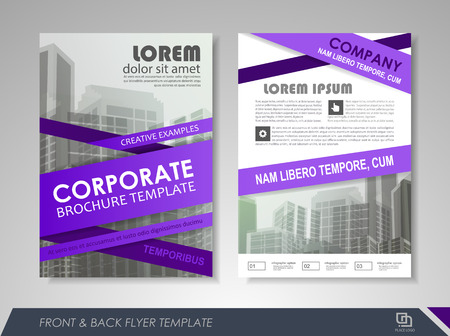 Purple annual report brochure flyer design template. Leaflet cover presentation abstract background for business, magazines, posters, booklets, banners. Layout in A4 size. Easily editable vector format.のイラスト素材