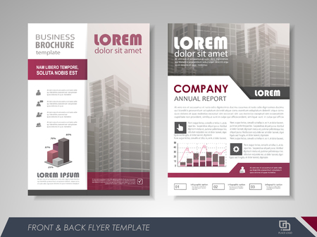 Purple annual report brochure flyer design template. Leaflet cover presentation abstract background for business, magazines, posters, booklets, banners. Layout in A4 size. Easily editable vector format.のイラスト素材