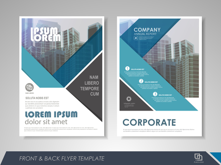 Blue annual report brochure flyer design template. Leaflet cover presentation abstract background for business, magazines, posters, booklets, banners. Layout in A4 size. Easily editable vector format.のイラスト素材