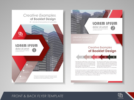 Red annual report brochure flyer design template. Leaflet cover presentation abstract background for business, magazines, posters, booklets, banners. Layout in A4 size. Easily editable vector format.のイラスト素材