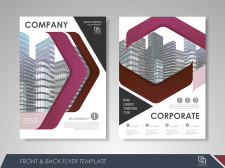 Purple annual report brochure flyer design template. Leaflet cover presentation abstract background for business, magazines, posters, booklets, banners. Layout in A4 size. Easily editable vector format.のイラスト素材