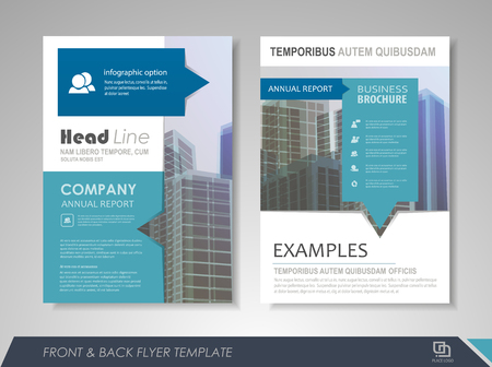 Blue annual report brochure flyer design template. Leaflet cover presentation abstract background for business, magazines, posters, booklets, and banners.のイラスト素材
