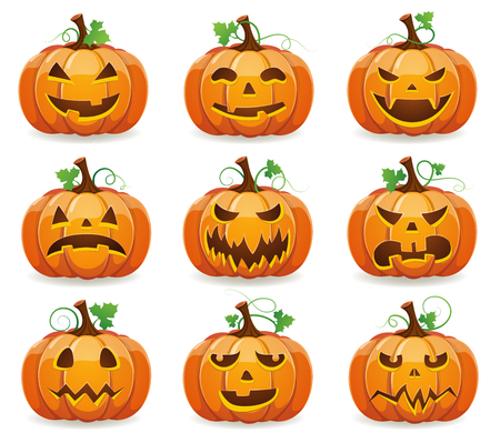 Halloween pumpkins setのイラスト素材