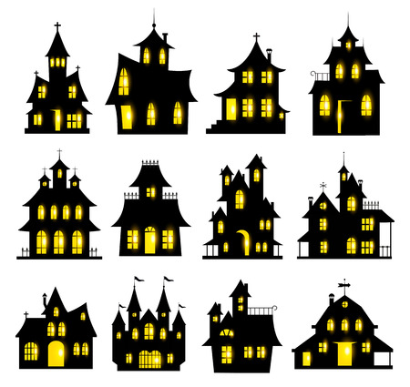 Halloween haunted house setのイラスト素材