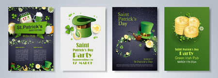 Saint Patrick's Day party flyer, brochure, holiday invitation, corporate celebration.のイラスト素材