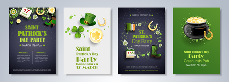 Saint Patrick's Day party flyer, brochure, holiday invitation, corporate celebration.のイラスト素材