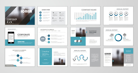 Blue abstract presentation slide templates. Infographic elements template  set for web, print, annual report brochure, business flyer leaflet marketing and advertising template. Vector Illustrationのイラスト素材