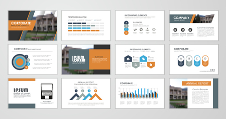Abstract presentation slide templates. Infographic elements template  set for web, print, annual report brochure, business flyer leaflet marketing and advertising template. Vector Illustrationのイラスト素材
