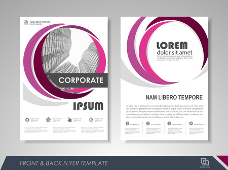 Purple annual report brochure flyer design template. Leaflet cover presentation abstract background for business, magazines, posters, booklets, banners. Layout in A4 size. Easily editable vector format.のイラスト素材