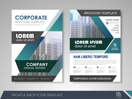 Blue annual report brochure flyer design template. Leaflet cover presentation abstract background for business, magazines, posters, booklets, banners. Layout in A4 size. Easily editable vector format.のイラスト素材