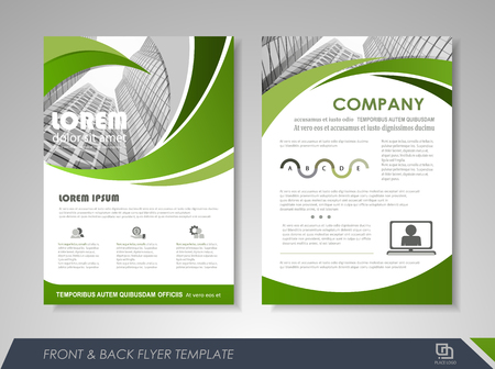 Green annual report brochure flyer design template. Leaflet cover presentation abstract background for business, magazines, posters, booklets, banners. Layout in A4 size. Easily editable vector format.のイラスト素材