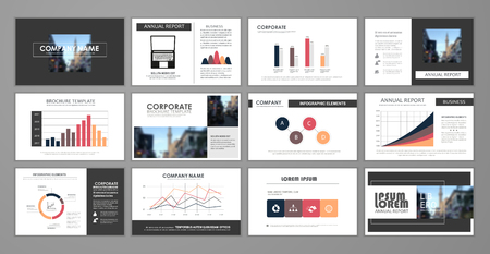Abstract presentation slide templates. Set of Infographic elements template 
for web, print, annual report brochure, banner, business flyer leaflet marketing advertising template.のイラスト素材
