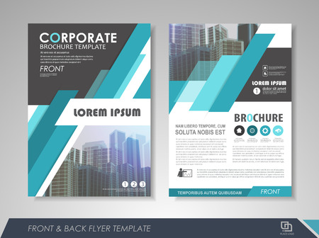 Blue annual report brochure flyer design template. Leaflet cover presentation abstract background for business, magazines, posters, booklets, banners. Layout in A4 size. Easily editable vector format.のイラスト素材