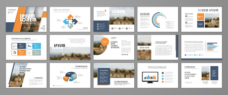 Presentation templates for business booklet, corporate report, flyer and leaflet, banner, mockups, slideshow, startup.のイラスト素材