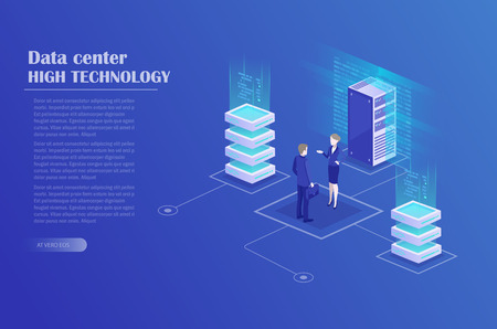 Receipt of statistics data, mobile bank, financial transaction, business planning. Smartphone, businessmans in data center room, working group isometric vector.のイラスト素材