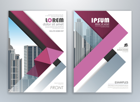 Purple annual report brochure flyer design template. Leaflet cover presentation abstract background for business, magazines, posters, booklets, banners. Easily editable vector format.のイラスト素材