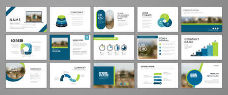 Blue abstract presentation slide templates. Infographic elements template set for web, print, annual report brochure, business flyer leaflet marketing and advertising template. Vector illustrationのイラスト素材