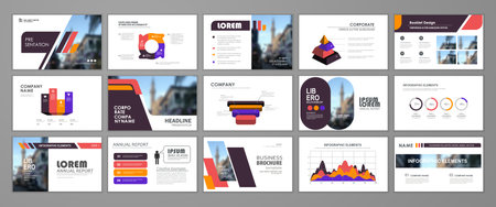 Abstract presentation slide templates. Infographic elements template set for web, print, annual report brochure, business flyer leaflet marketing and advertising template. Vector Illustrationのイラスト素材