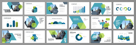Modern presentation slide templates. Infographic elements template  set for web, print, annual report brochure, business flyer leaflet marketing and advertising template. Vector Illustrationのイラスト素材
