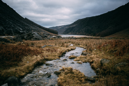 Glendalough mountains lakeの写真素材
