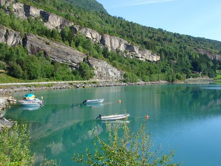 beautiful lanscapes from norwegian fjords  in the summer - europe travelの写真素材