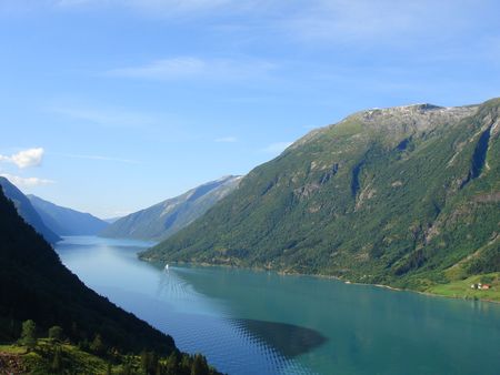 beautiful lanscapes from norwegian fjords  in the summer - europe travelの写真素材