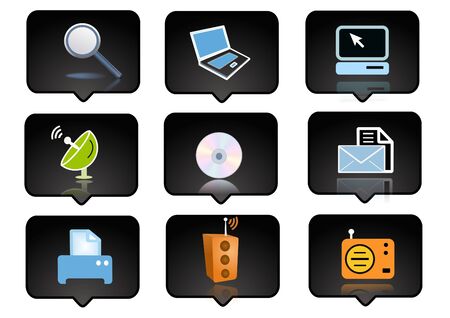 computer icons set  over the black background - digitaly generatedの写真素材